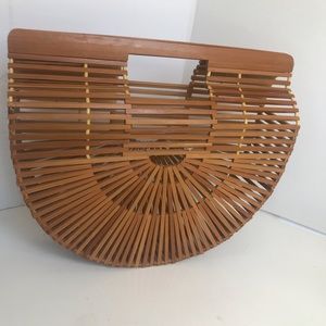 Vintage Classic Japanese Bamboo Picnic Wood Clutch
